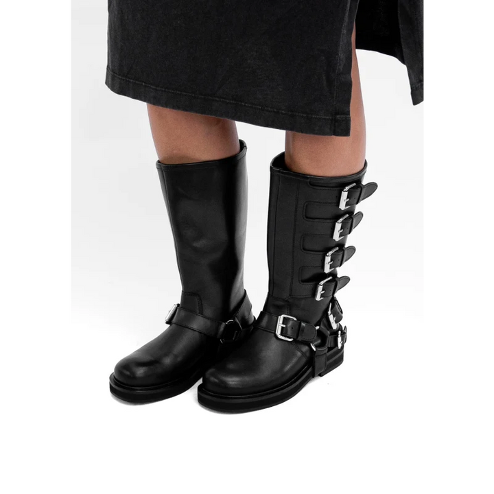 CANTALOUPE HIGH BOOT fekete bőr csizma