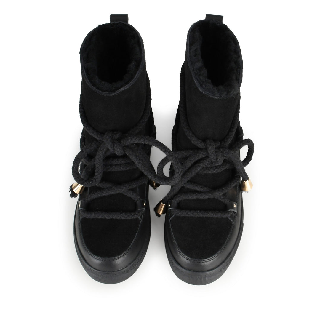 MIA SNOWBOOT Fekete bőr/velúr