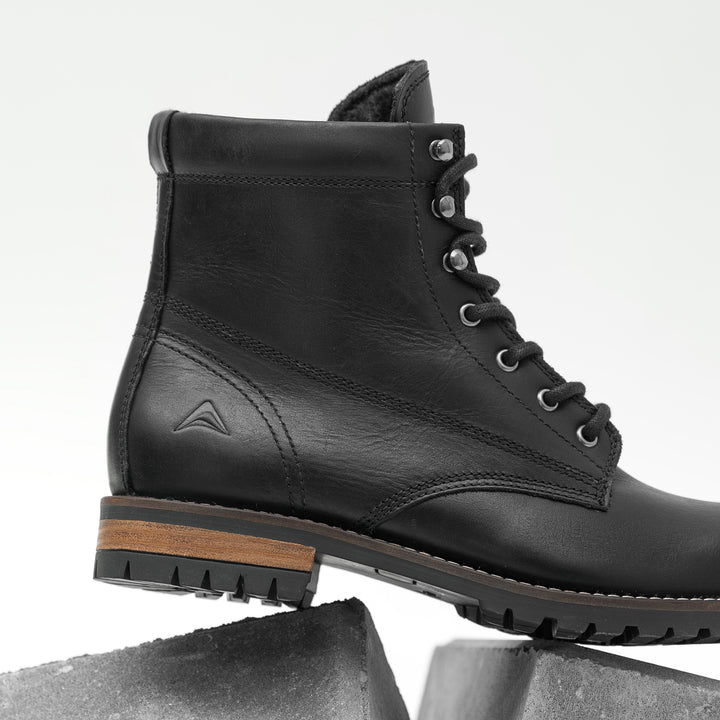 GORDON MID BOOT fekete bőr csizma