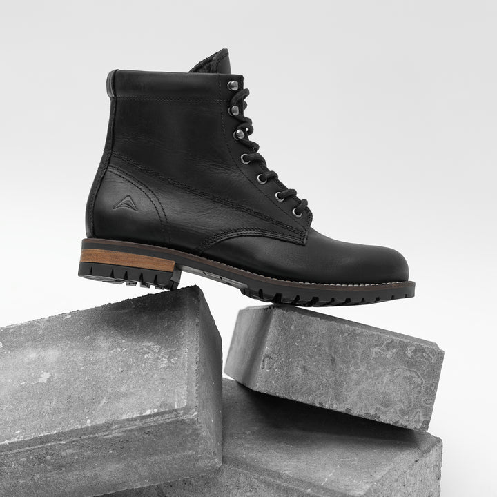 GORDON MID BOOT fekete bőr csizma