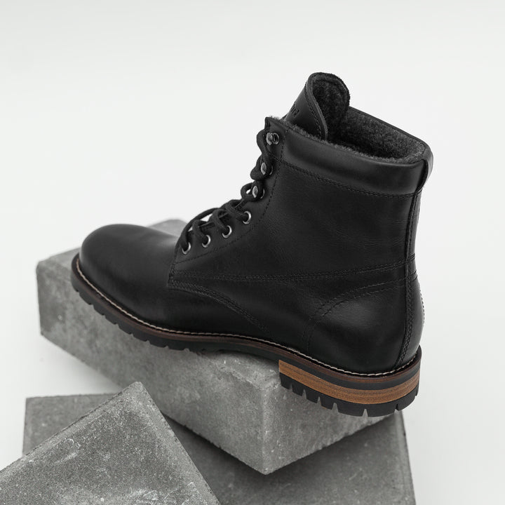 GORDON MID BOOT fekete bőr csizma