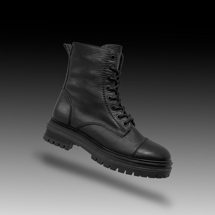 LEYTON COMBAT MID fekete mart bőr sneaker