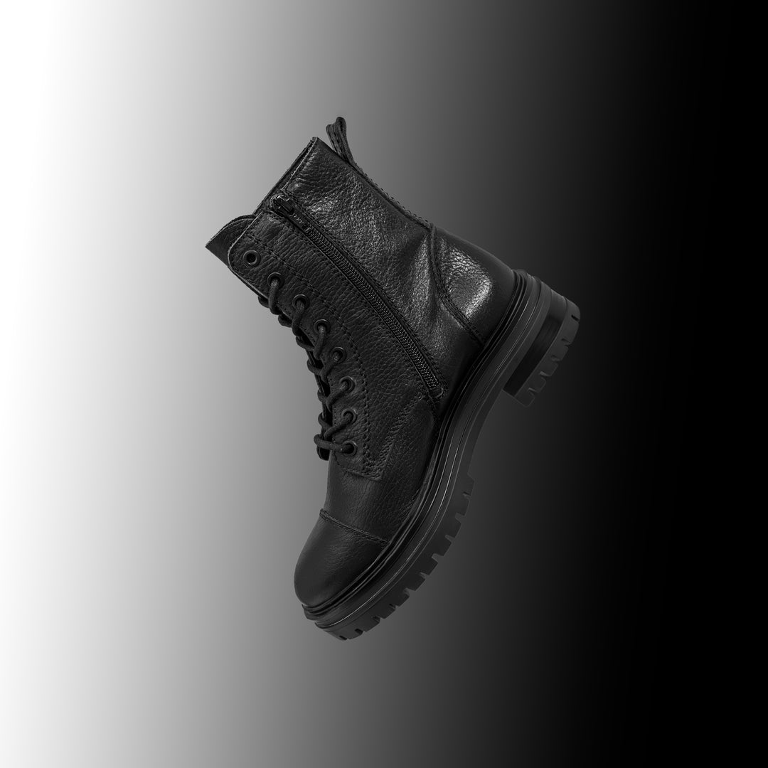 LEYTON COMBAT MID fekete mart bőr sneaker