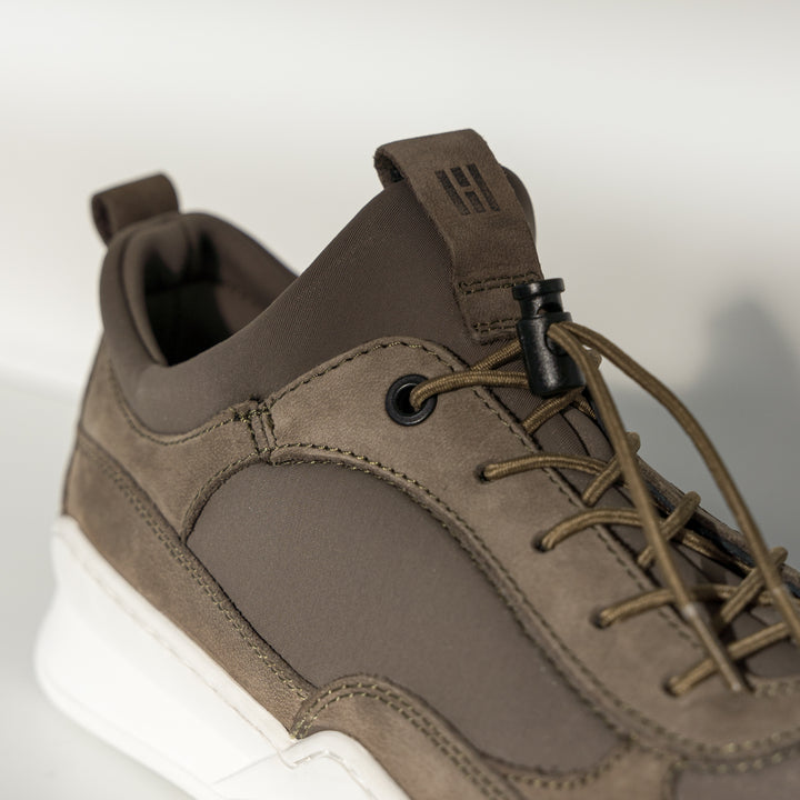 ALLIN SARUN olívazöld nubuk/Neopren sneaker