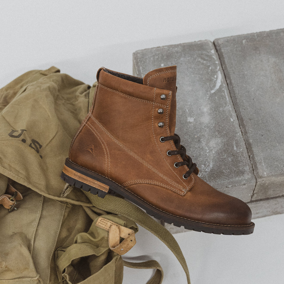 GORDON MID BOOT Tan bőr csizma