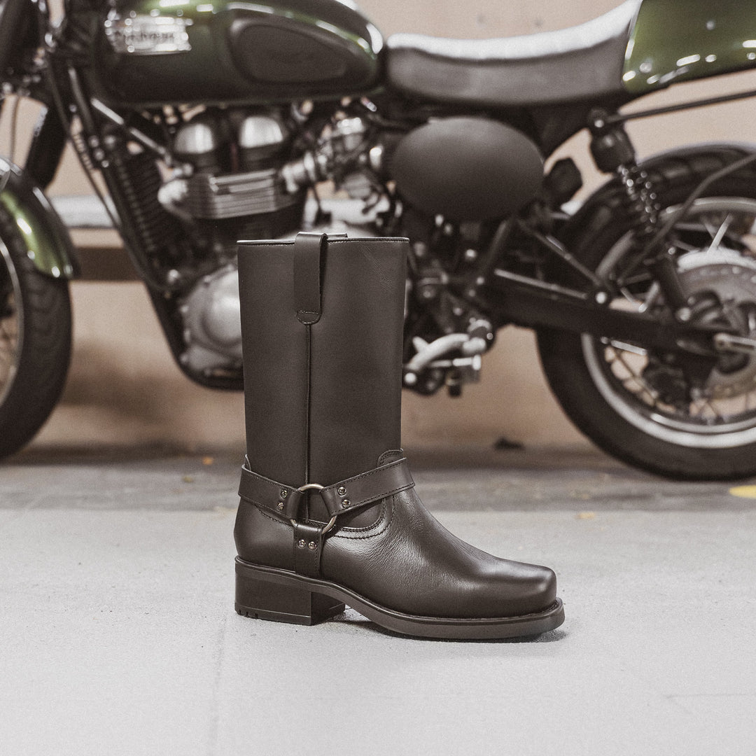 HARLEY HIGH BOOT Fekete bőr