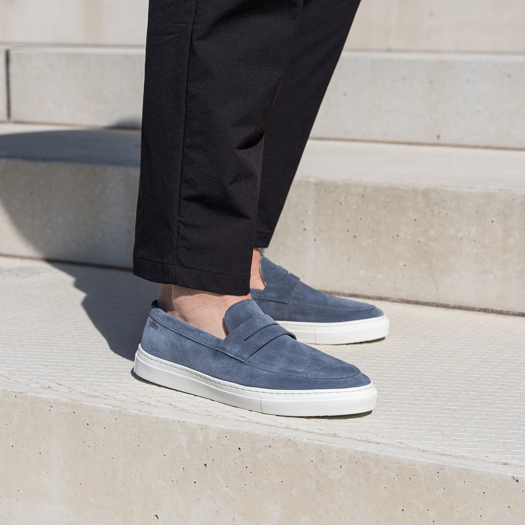 MALTON LOAFER SADDLE Denim kék Suede