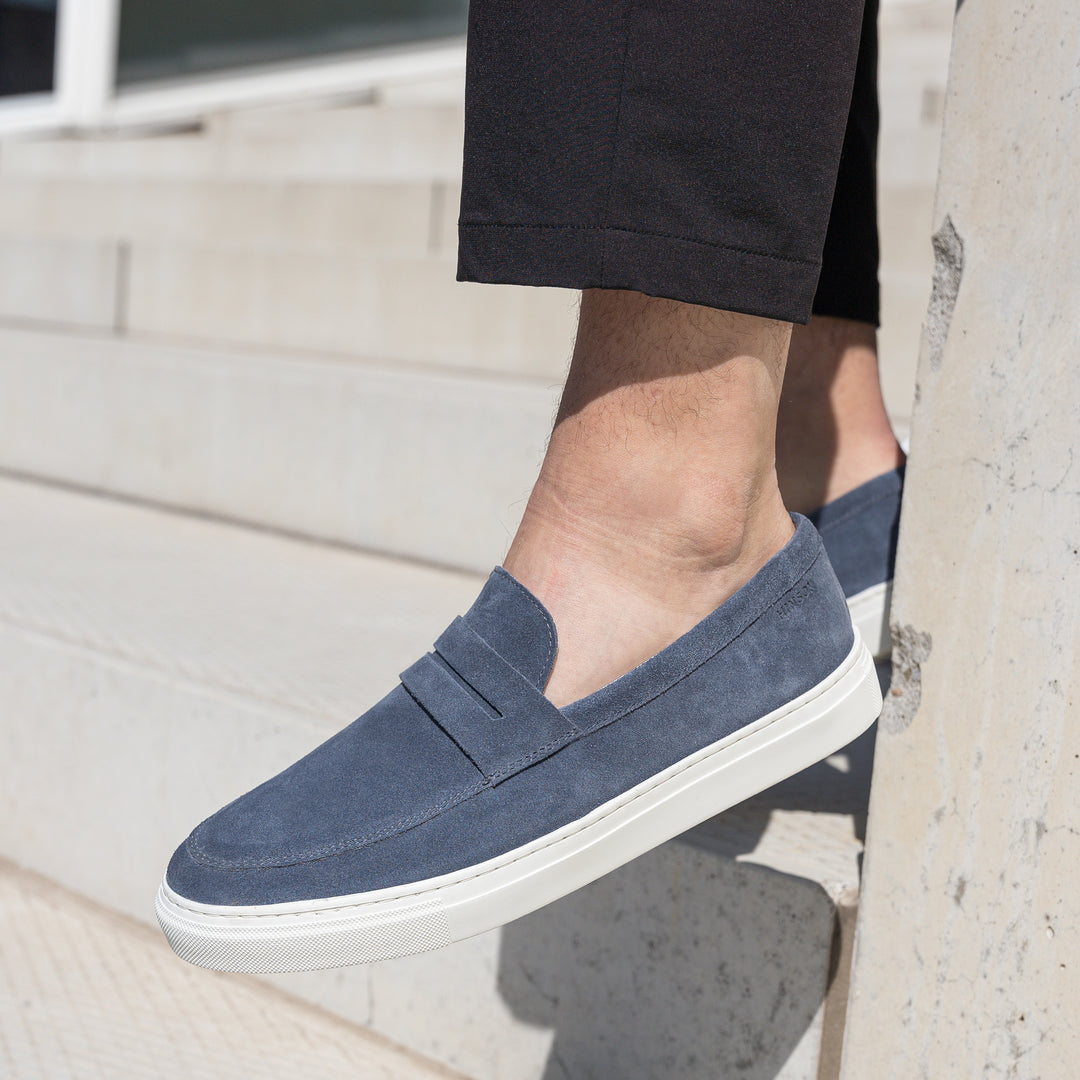 MALTON LOAFER SADDLE Denim kék Suede