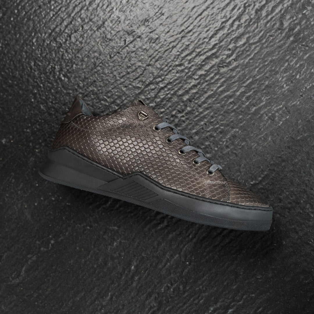 ESKO CITY LOW sötétszürke/barna dombornyomott bőr sneaker