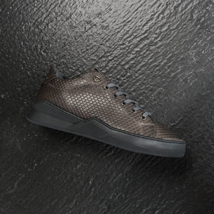 ESKO CITY LOW sötétszürke/barna dombornyomott bőr sneaker