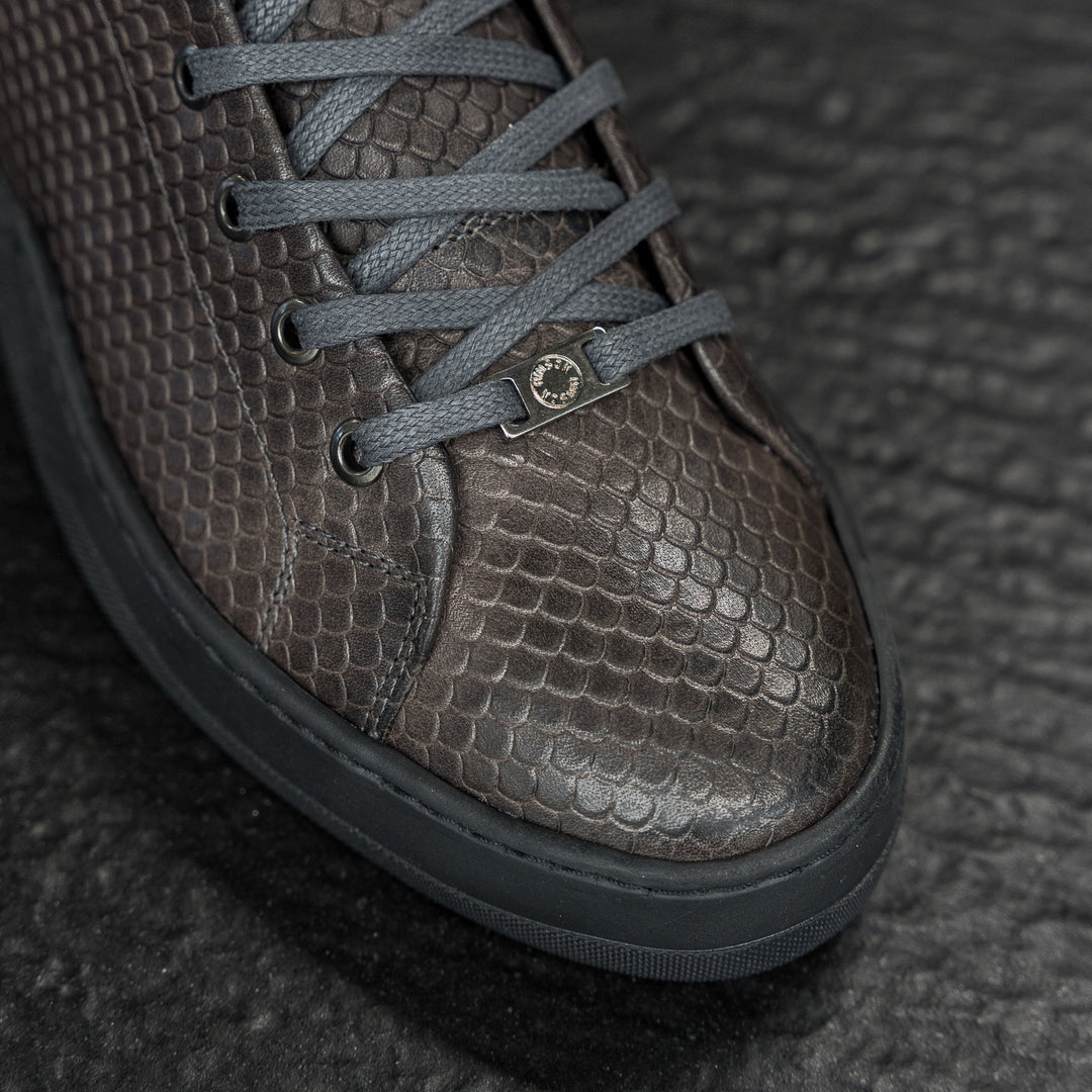 ESKO CITY LOW sötétszürke/barna dombornyomott bőr sneaker