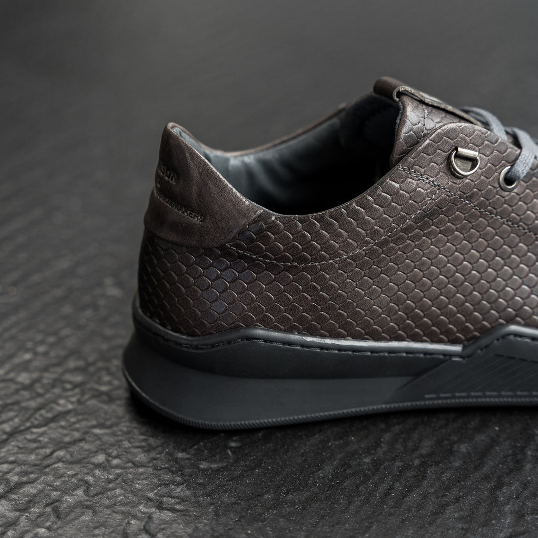 ESKO CITY LOW sötétszürke/barna dombornyomott bőr sneaker