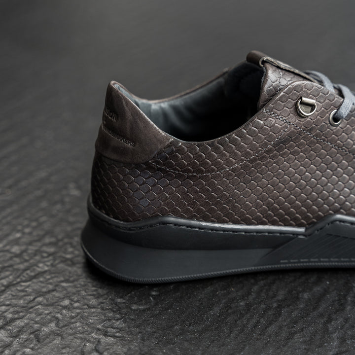 ESKO CITY LOW sötétszürke/barna dombornyomott bőr sneaker