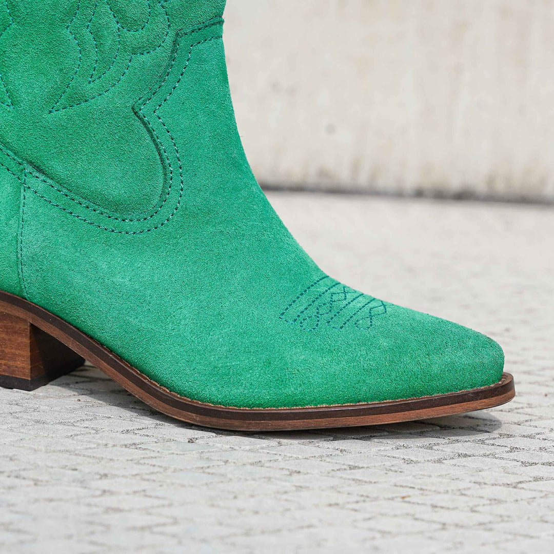 MINT WESTERN BOOT zöld velúr