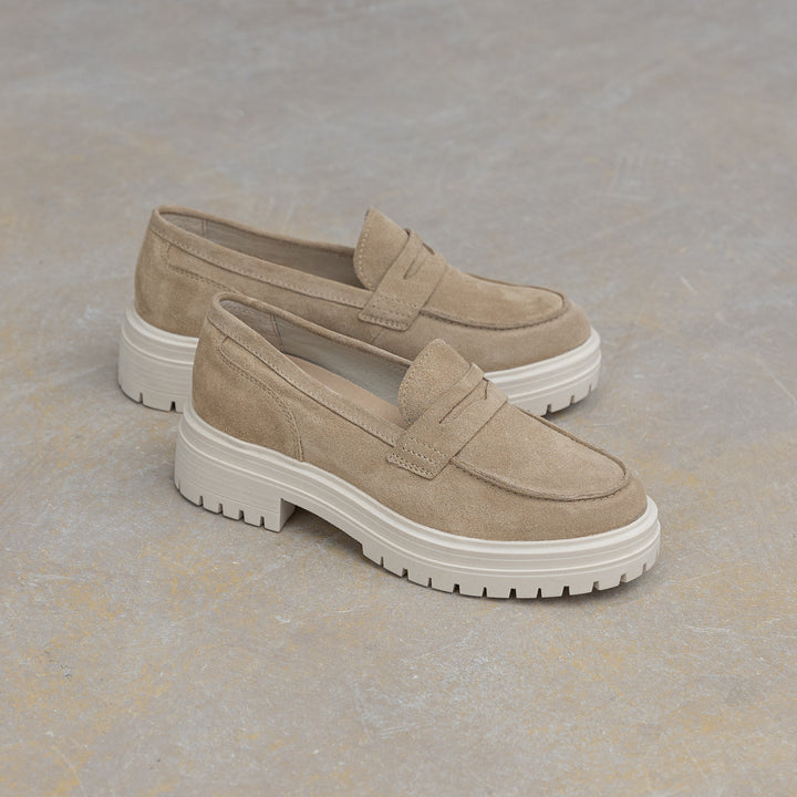 LEYTON LOAFER SADDLE Taupe velúr