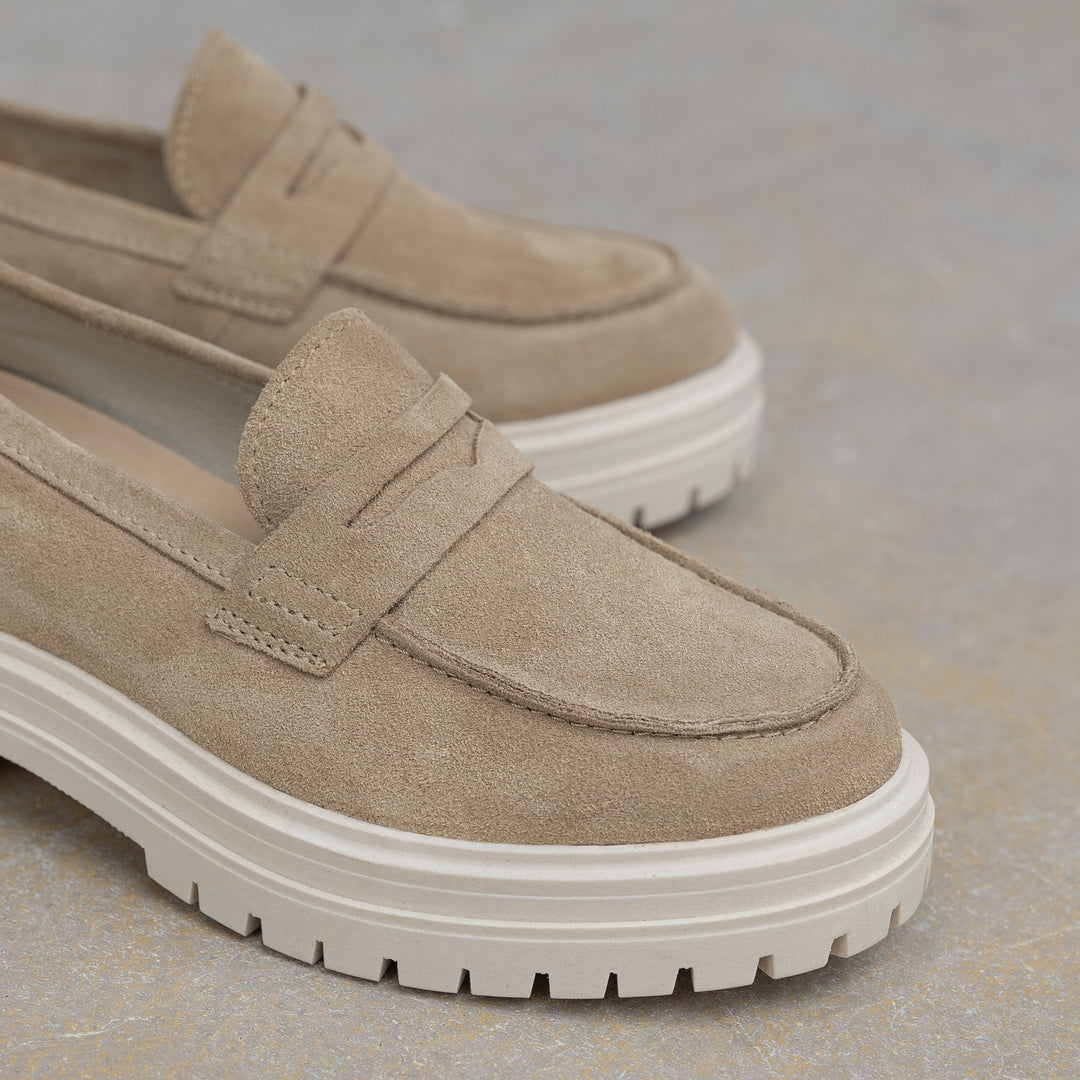 LEYTON LOAFER SADDLE Taupe velúr