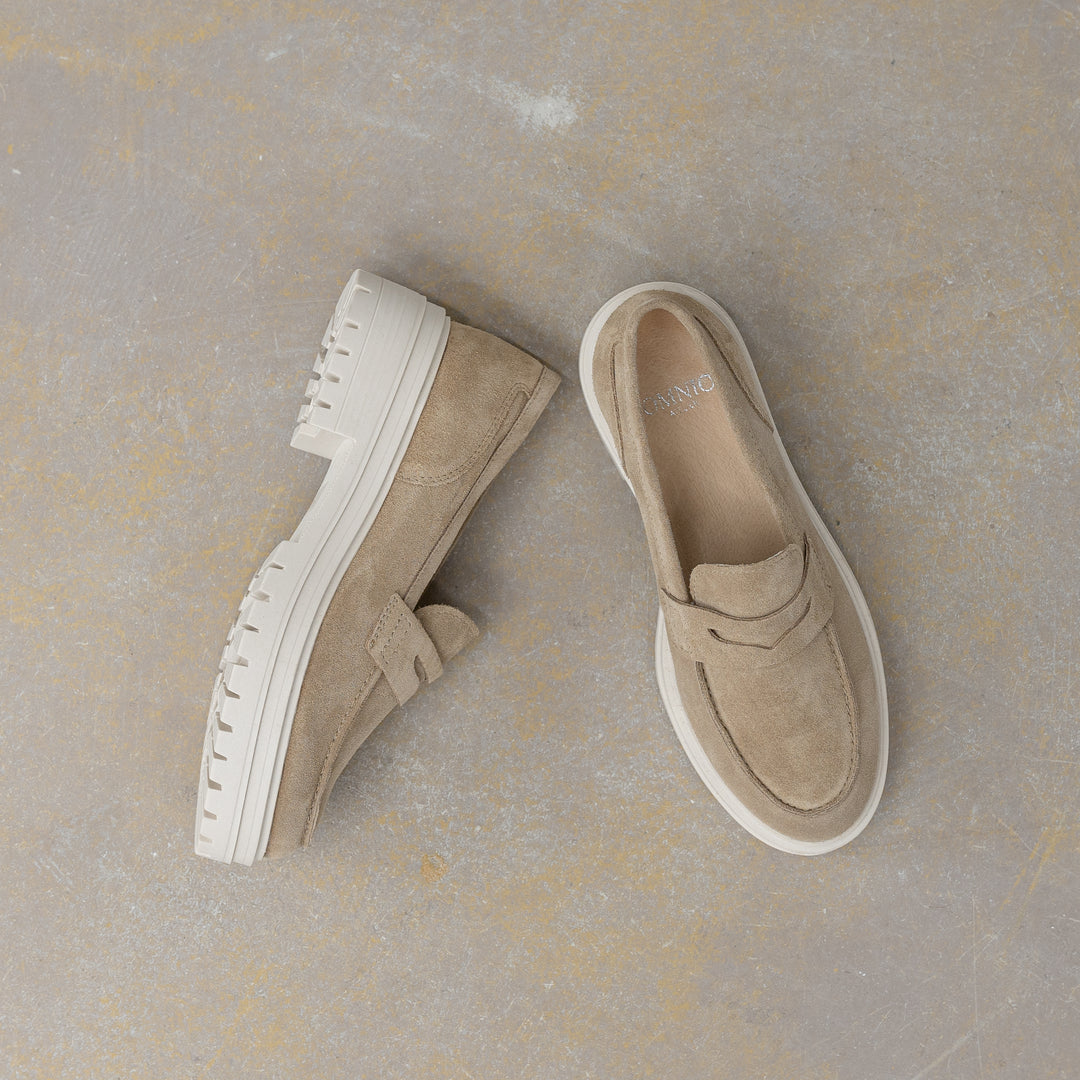 LEYTON LOAFER SADDLE Taupe velúr