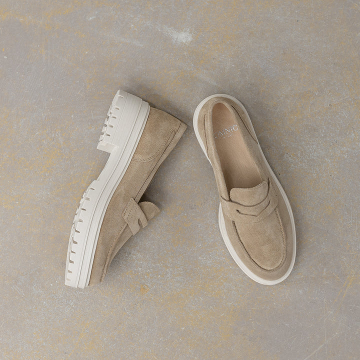 LEYTON LOAFER SADDLE Taupe velúr