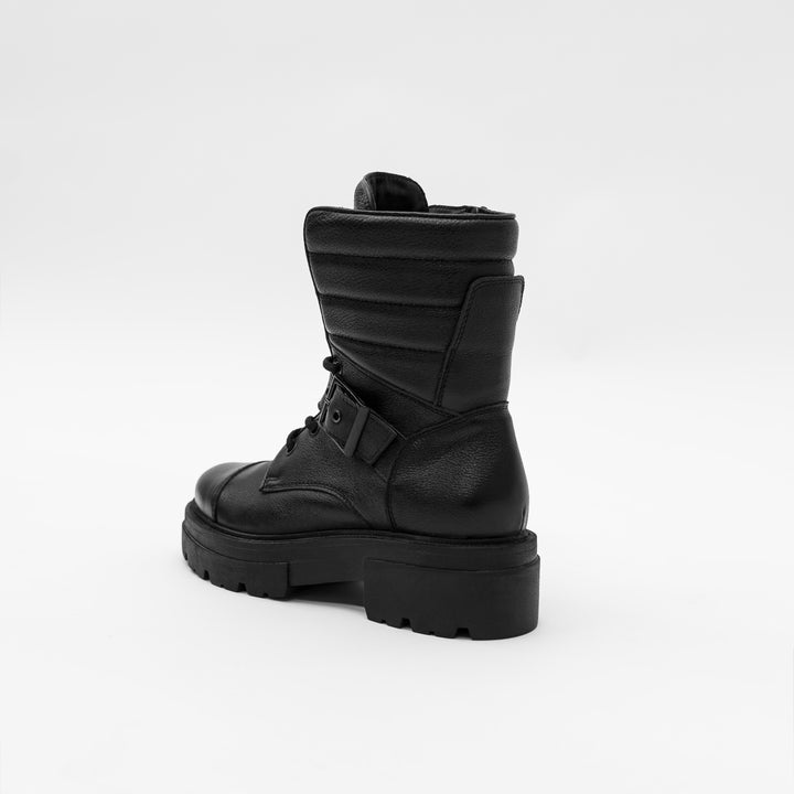 SHARI PADDED COMBAT fekete mart bőr sneaker