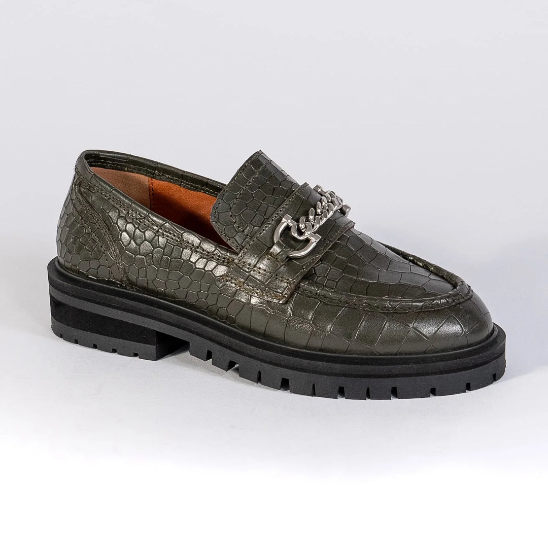 FRANCIE LOAFER Army zöld Embossed