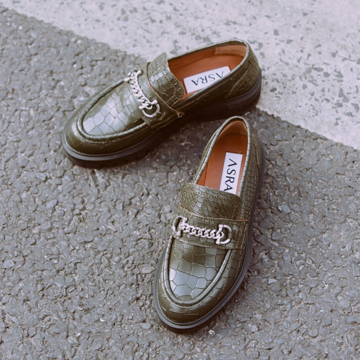 FRANCIE LOAFER Army zöld Embossed