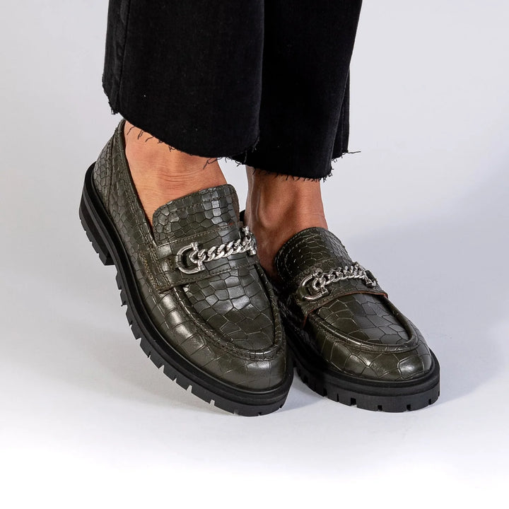FRANCIE LOAFER Army zöld Embossed