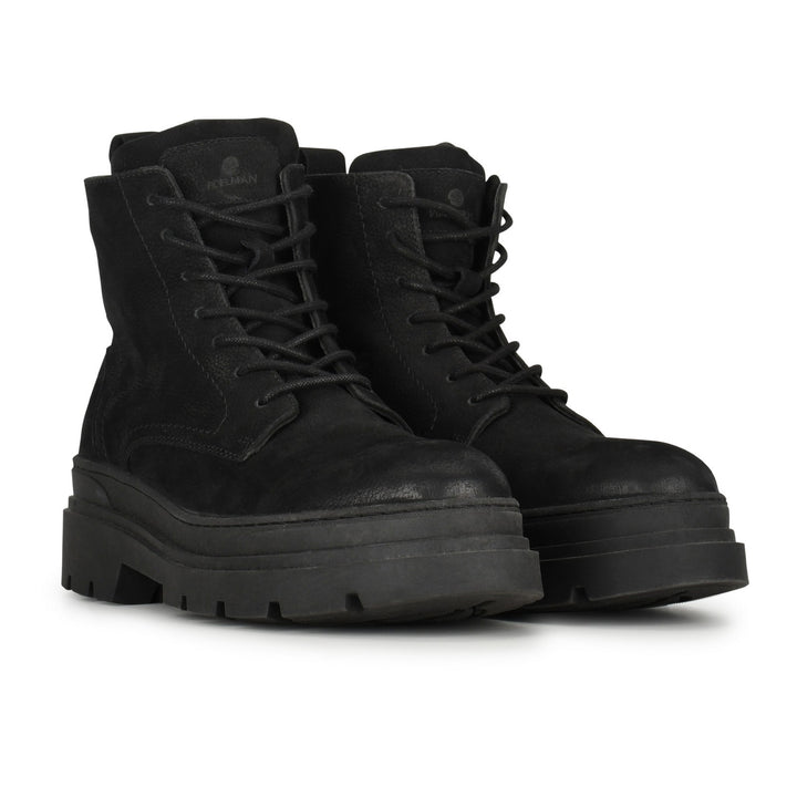 LIAM LACE BOOT Fekete nubuk