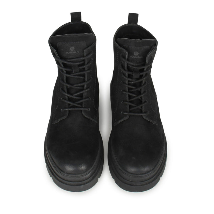 LIAM LACE BOOT Fekete nubuk