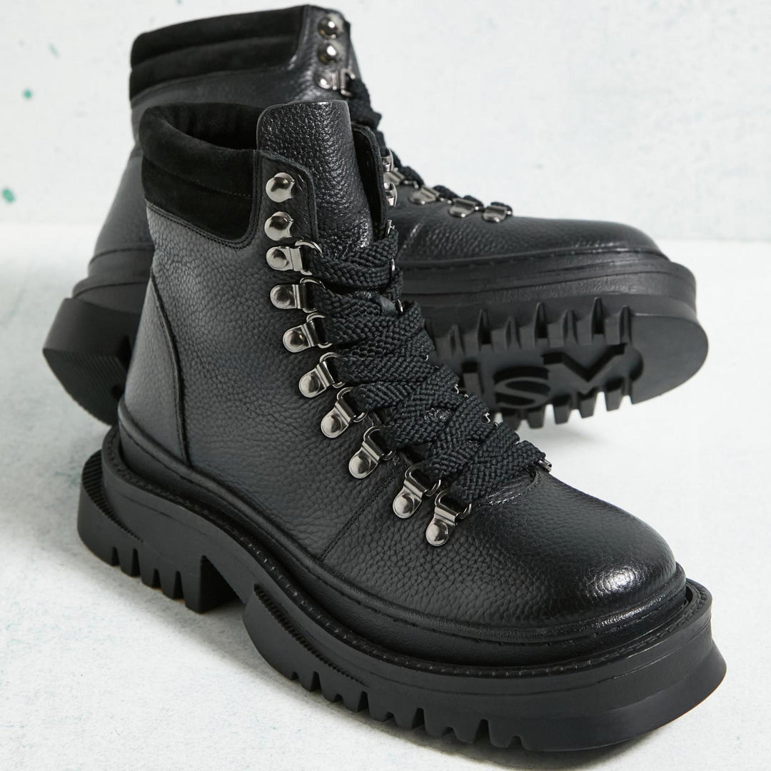 REONA BOOT fekete bőr csizma