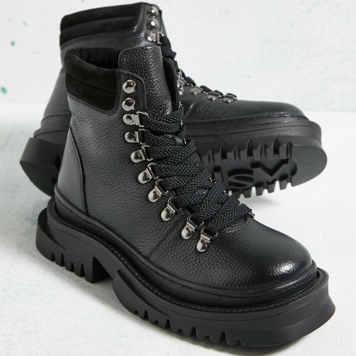 REONA BOOT fekete bőr csizma