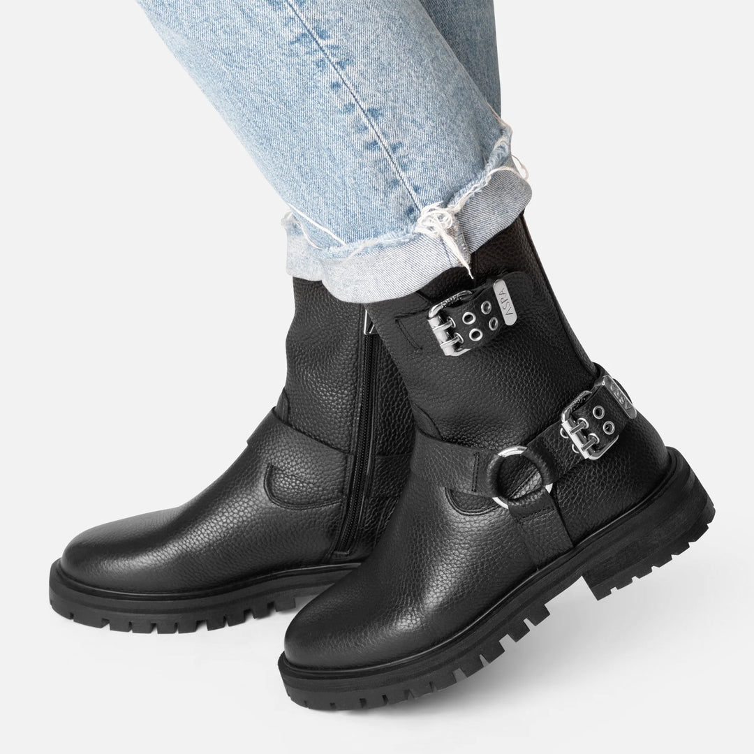 BOYD BOOTS fekete bőr csizma