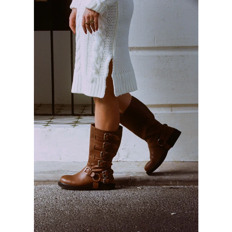 CANTALOUPE HIGH BOOT Rich Tan bőr csizma