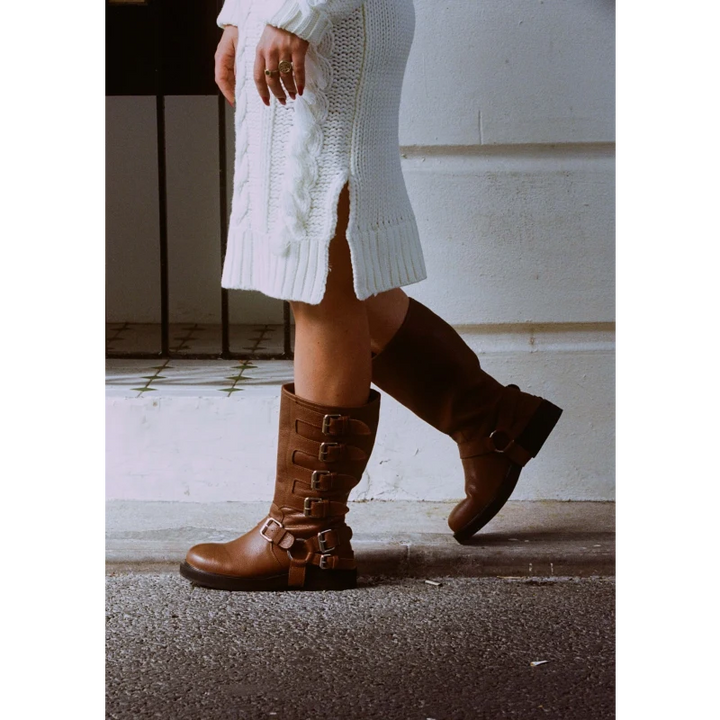 CANTALOUPE HIGH BOOT Rich Tan bőr csizma