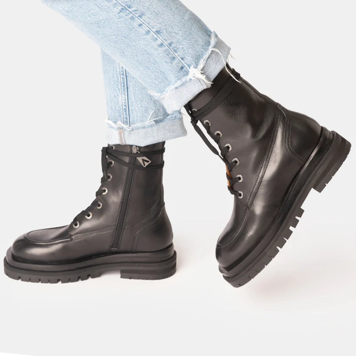 BANDIT BOOT fekete bőr csizma