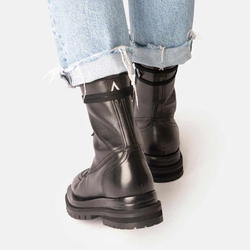 BANDIT BOOT fekete bőr csizma