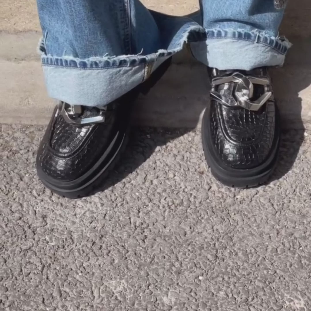 BAZAR SHOES fekete bőr