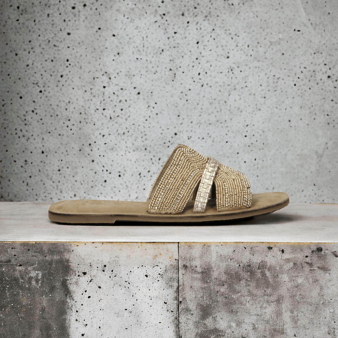 Syla papucs, arany strasszos