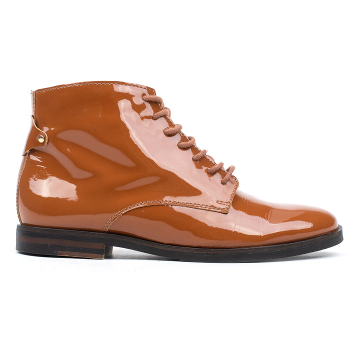 LIDIA LACE BOOT MID konyak színű bőr Patent csizma