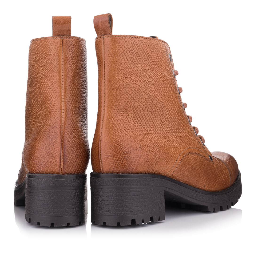 OMNIO Ghete Maro | Nora Ankle Boot Cognac Embossed Livri Picolo - b