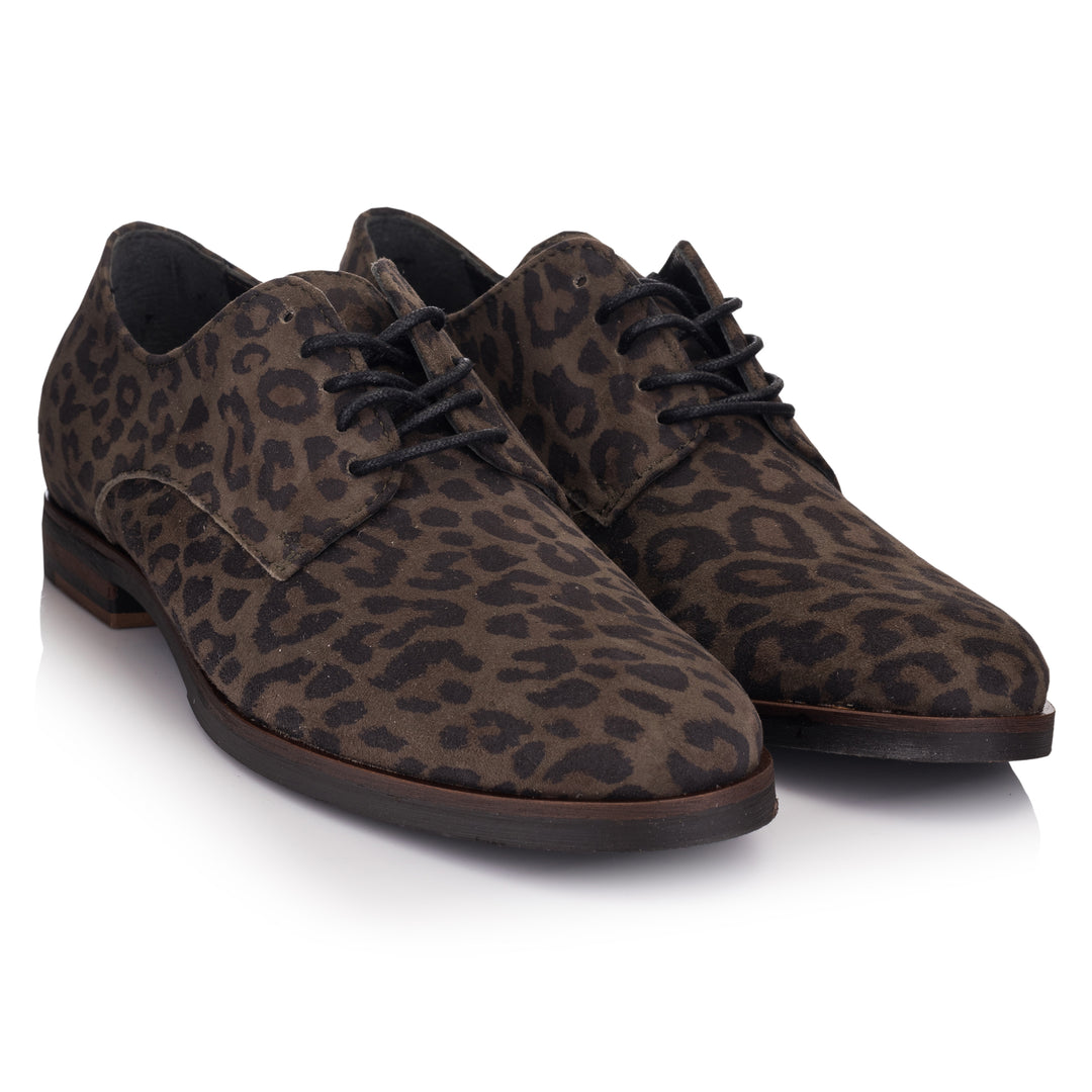 LIDIA GIBSON olívazöld bőr Leopard sneaker