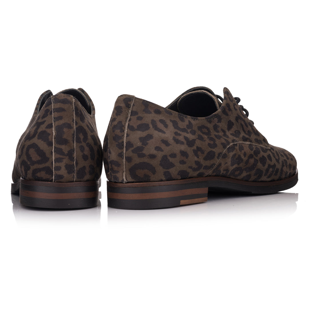 LIDIA GIBSON olívazöld bőr Leopard sneaker