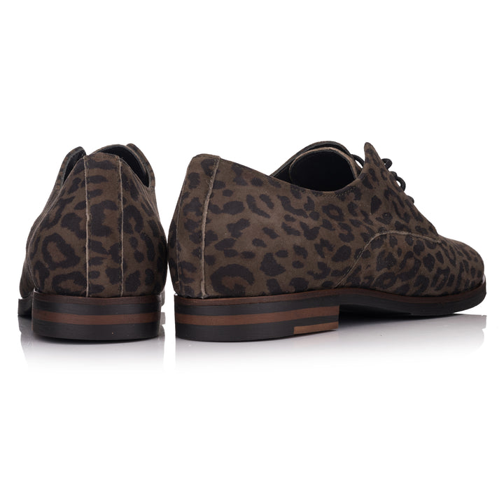 LIDIA GIBSON olívazöld bőr Leopard sneaker