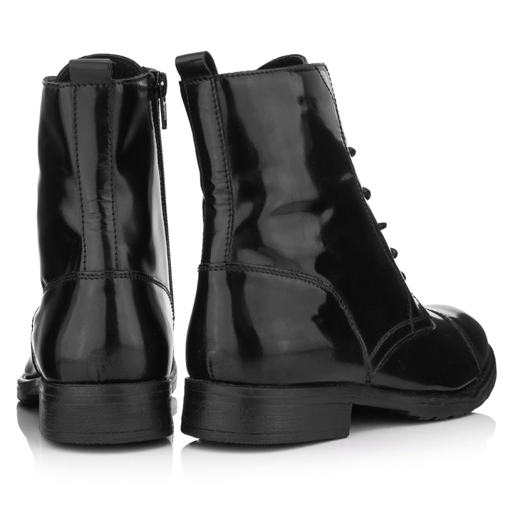 SARAH LACE UP BOOTS fekete College bőr csizma