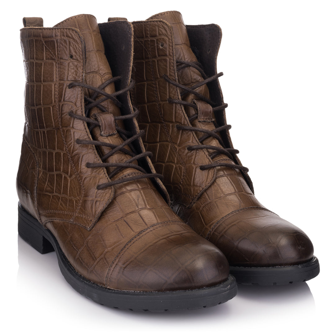 SARAH LACE UP BOOTS barna Coda Embossed csizma