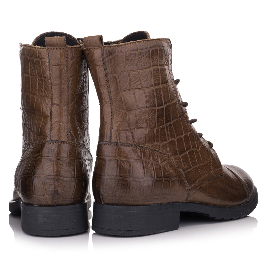 SARAH LACE UP BOOTS barna Coda Embossed csizma