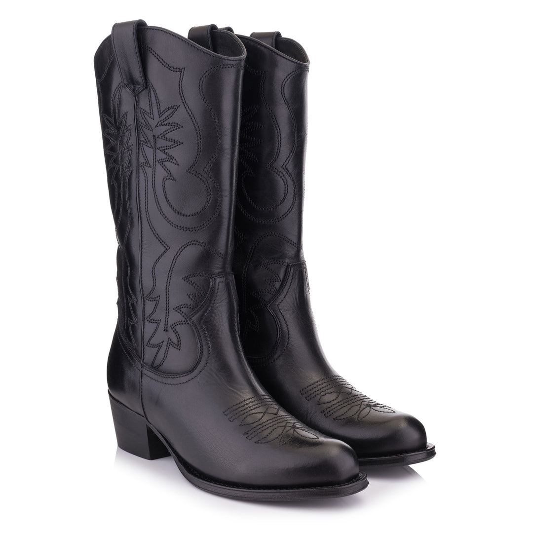 DULCE NO PADDING MID BOOT fekete bőr Pull up csizma