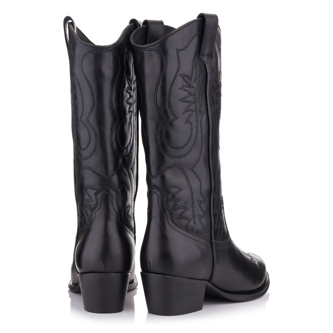 DULCE NO PADDING MID BOOT fekete bőr Pull up csizma