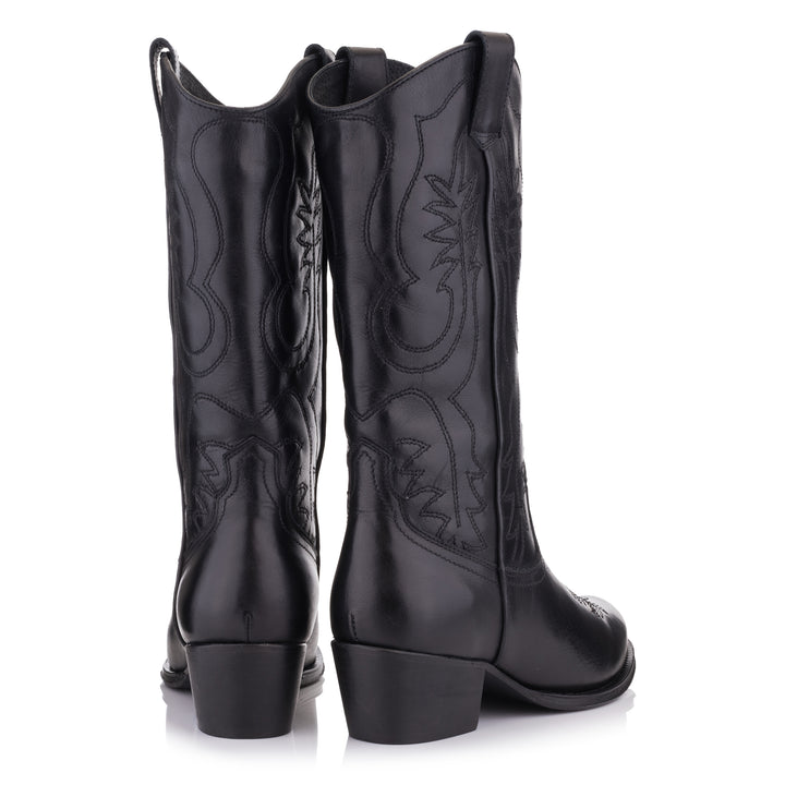 DULCE NO PADDING MID BOOT fekete bőr Pull up csizma