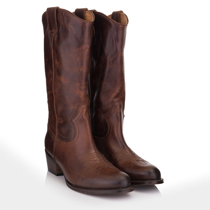 DULCE WESTERN konyak színű bőr Pull up sneaker