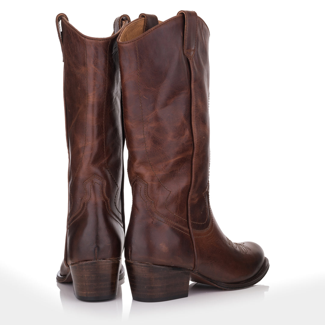 DULCE WESTERN konyak színű bőr Pull up sneaker